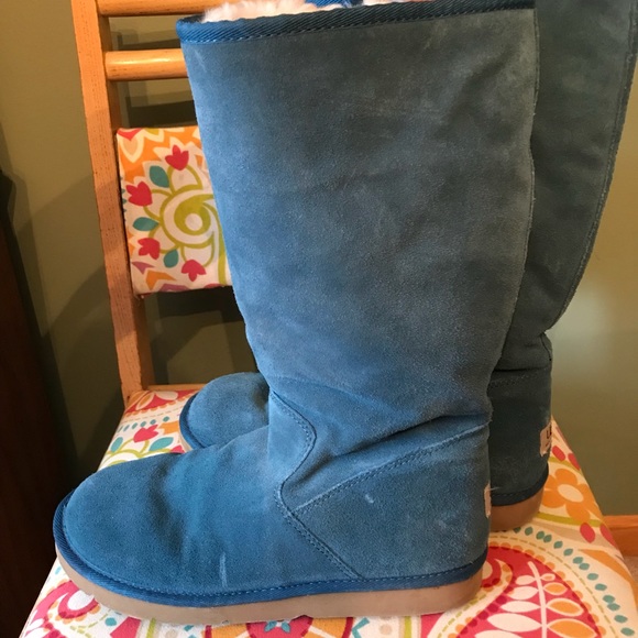 Ugg Size 9 Teal Zip up Tall boots - Picture 7 of 8